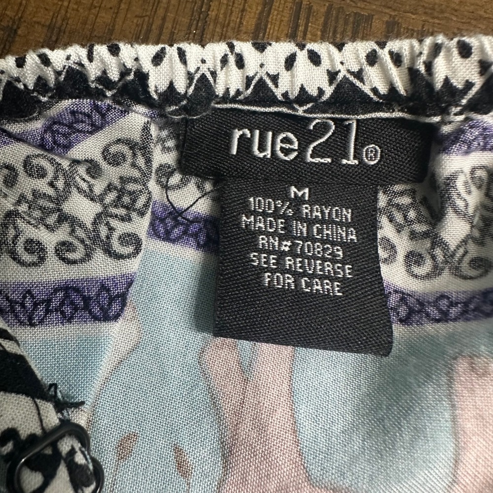 Rue21 Womens Blue Purple Elephant Print Boho Tassel Tie Romper Medium - Picture 3 of 7